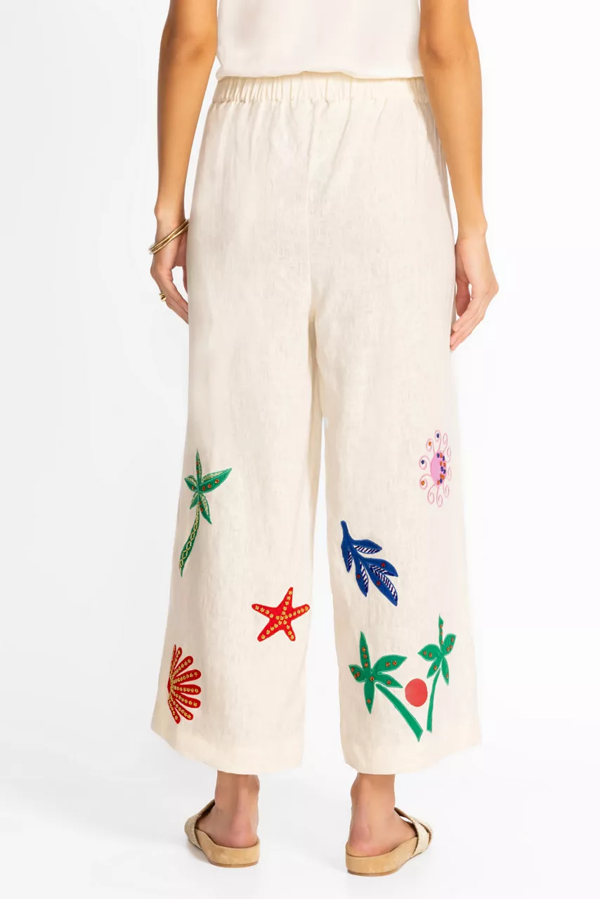 Johnny Was DELORES WIDE LEG PANT Ecru