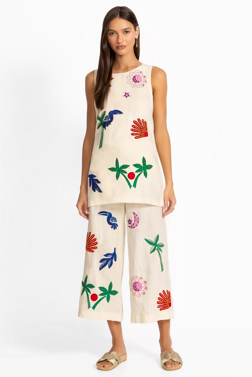 johnny was DELORES WIDE LEG PANT Ecru