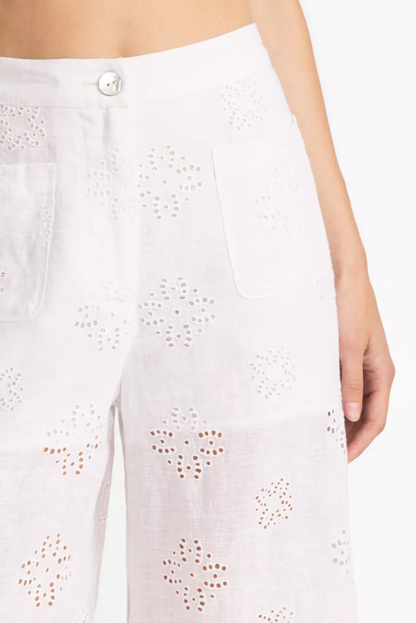 Johnny Was DELORES WIDE LEG PANT White