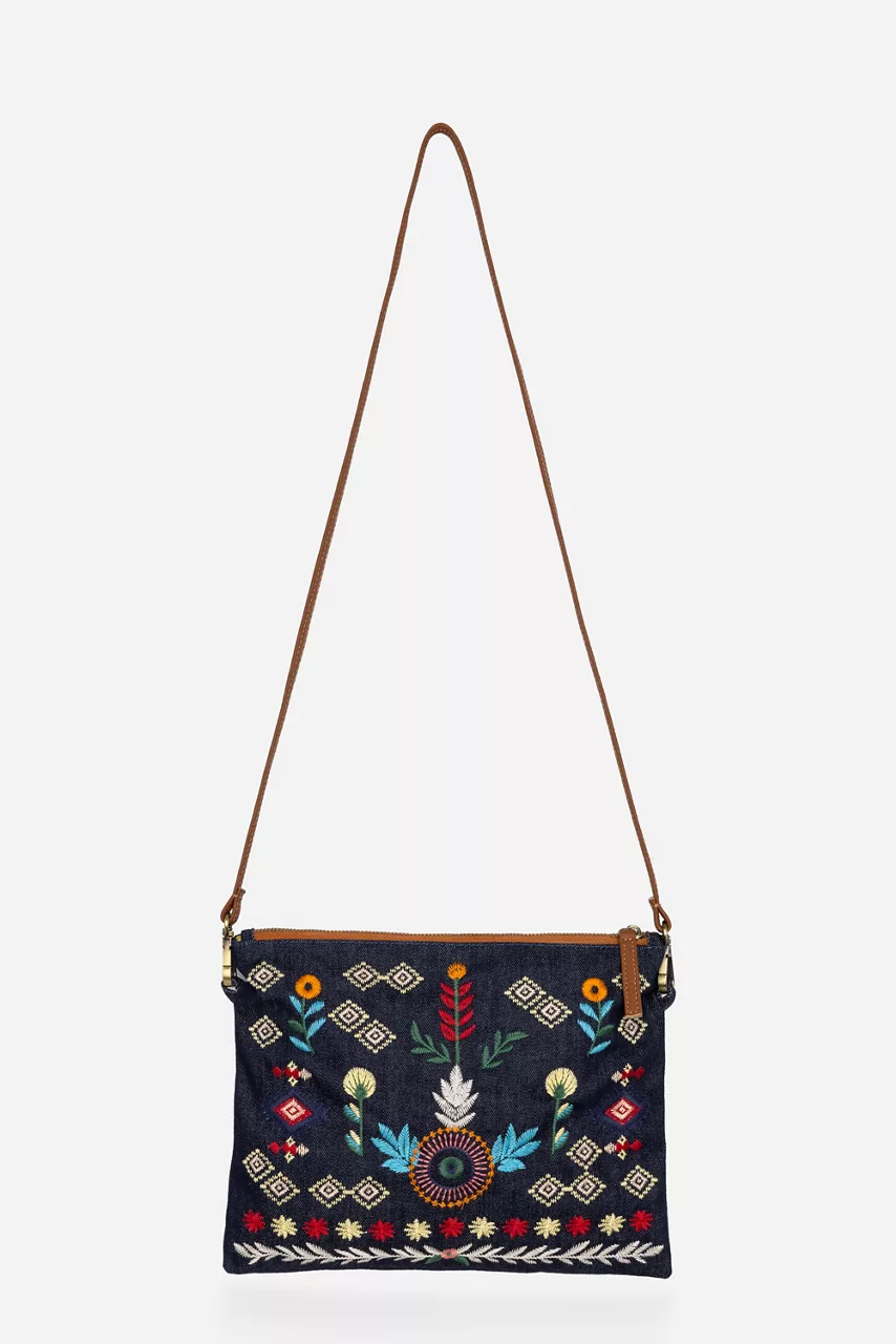 Johnny Was DENIM CROSSBODY BAG Denim Blue