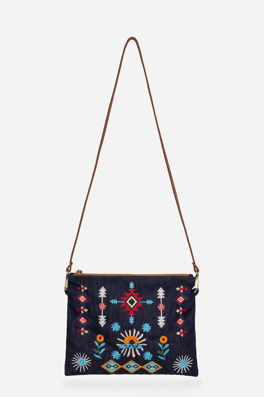 johnny was DENIM CROSSBODY BAG Denim Blue