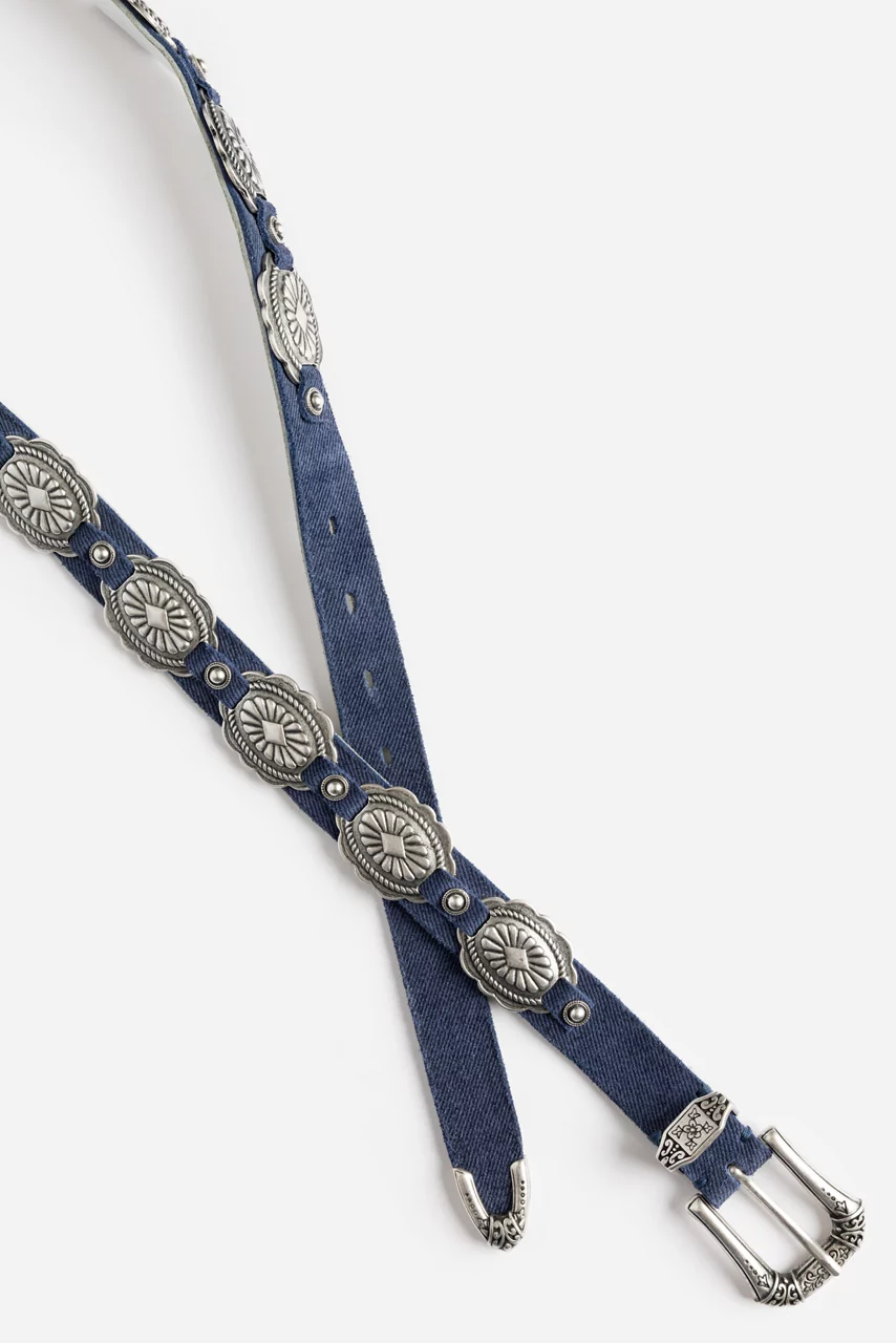 Johnny Was DENIM ITALIAN SUEDE CONCH BELT Denim