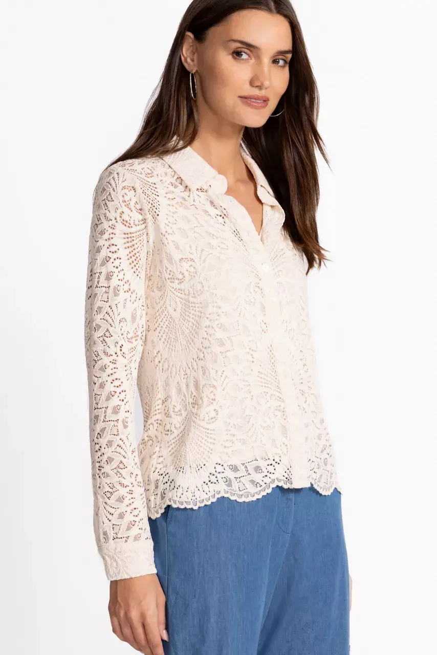 Johnny Was DEVIN BUTTON DOWN SHIRT Natural