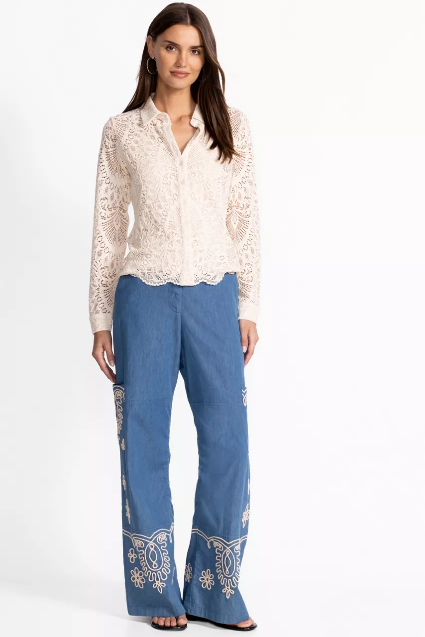 Johnny Was DEVIN BUTTON DOWN SHIRT Natural