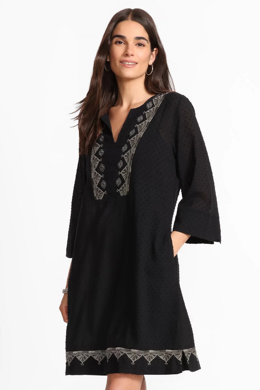 Johnny Was DOBBY PRINCESS SEAM DRESS Black Beauty