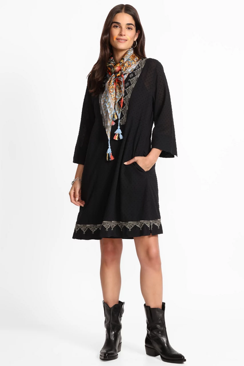 Johnny Was DOBBY PRINCESS SEAM DRESS Black Beauty