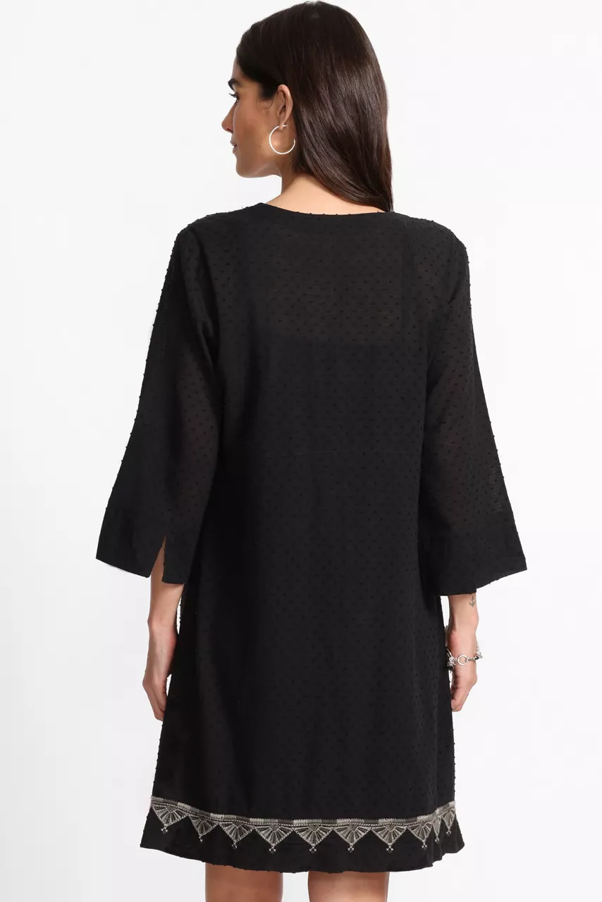 Johnny Was DOBBY PRINCESS SEAM DRESS Black Beauty