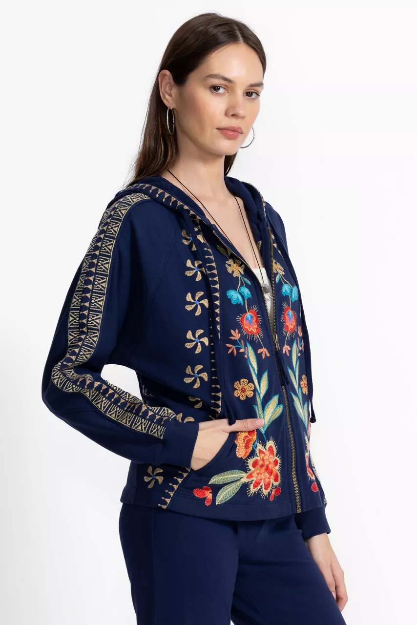 Johnny Was DOLMAN SEAMED SWEATSHIRT Blue Night