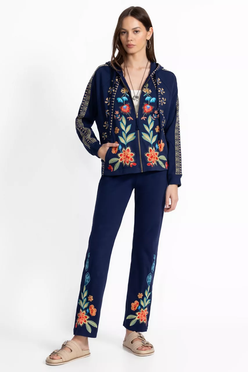 Johnny Was DOLMAN SEAMED SWEATSHIRT Blue Night