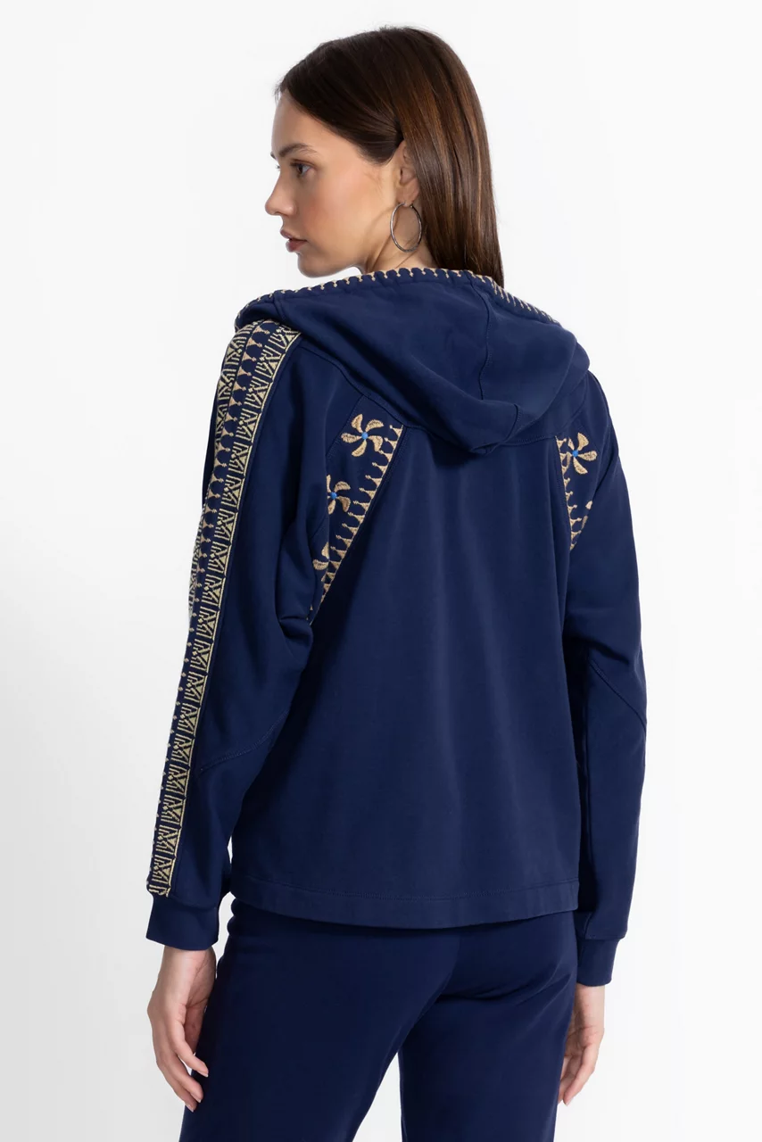 Johnny Was DOLMAN SEAMED SWEATSHIRT Blue Night