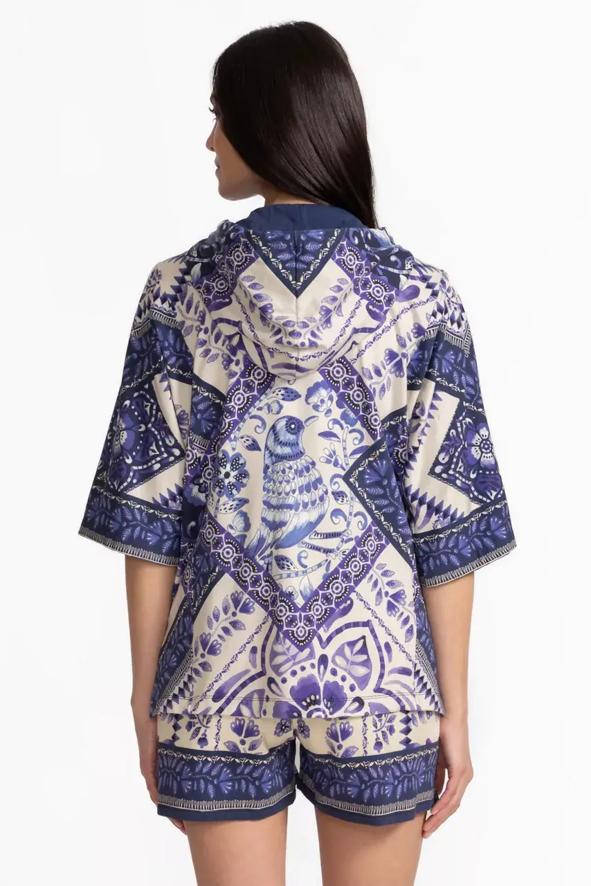 Johnny Was DOLMAN SHORT SLEEVE HOODIE Starling