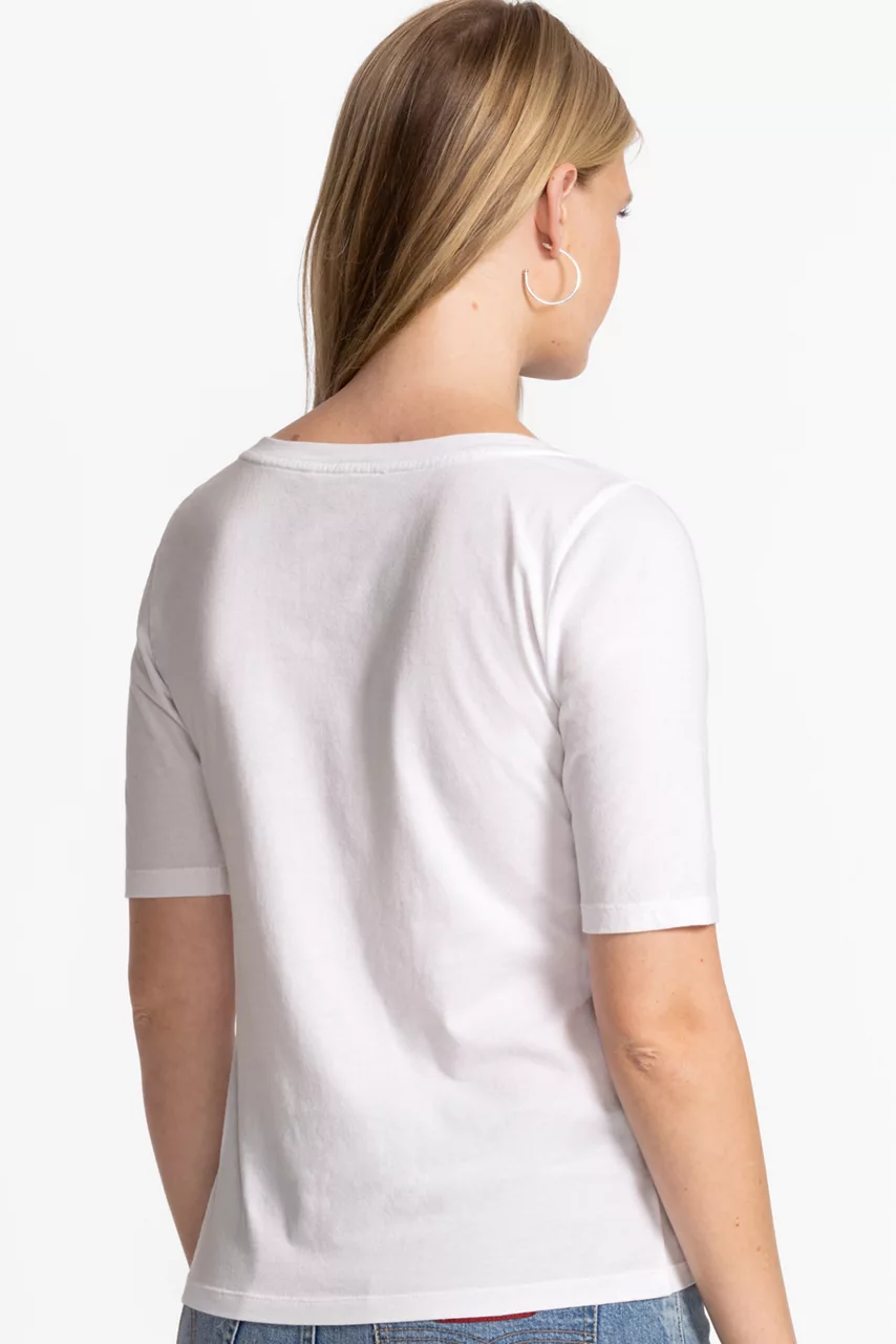 Johnny Was ELBOW SLEEVE BOAT NECK TEE White