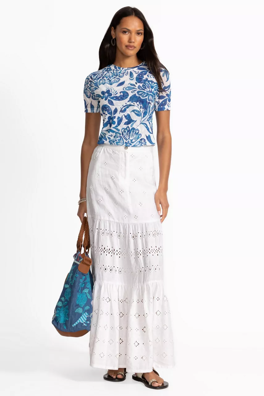 Johnny Was ELEANOR SHORT SLEEVE MESH TEE Bethany