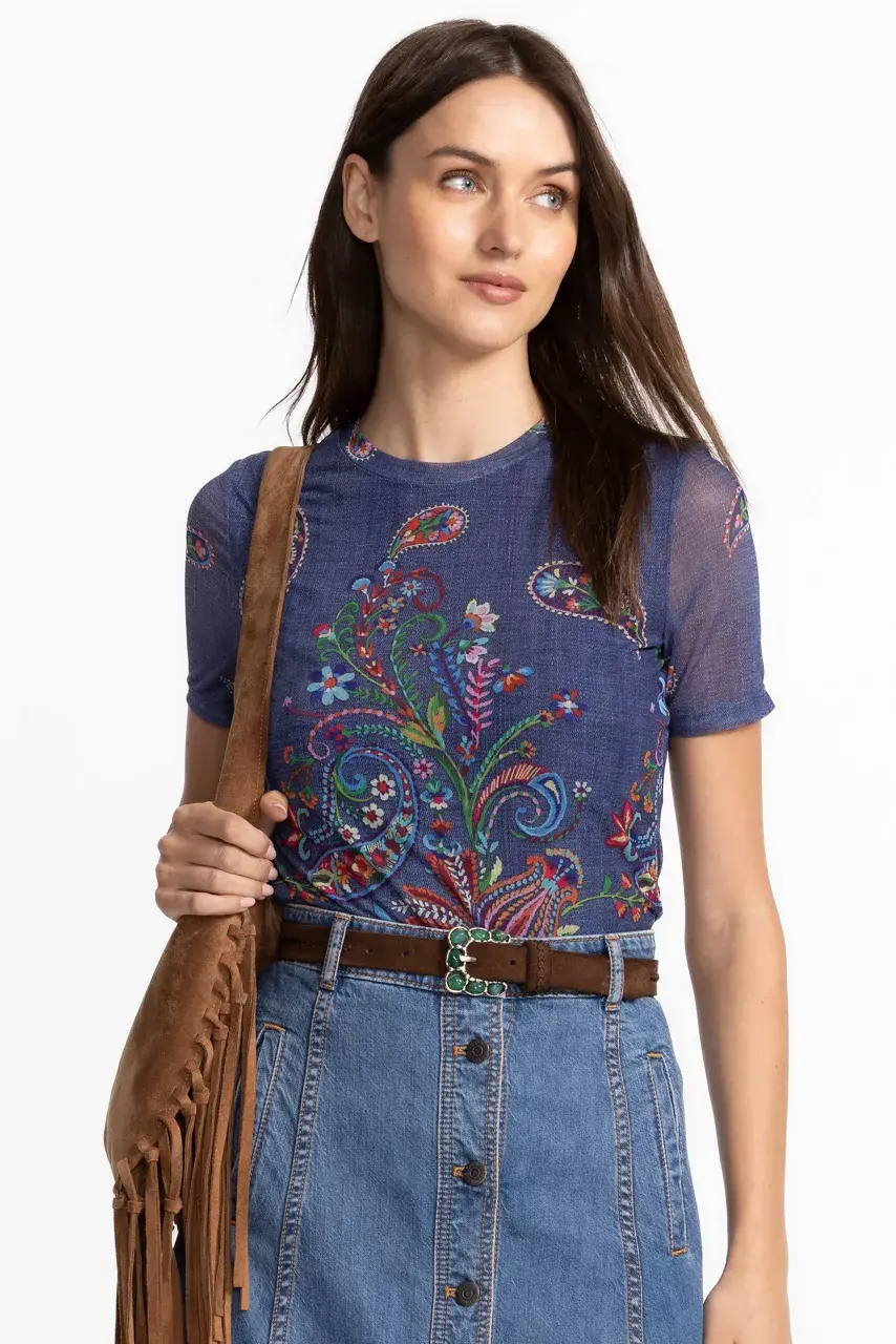 johnny was ELEANOR SHORT SLEEVE MESH TEE Carlie