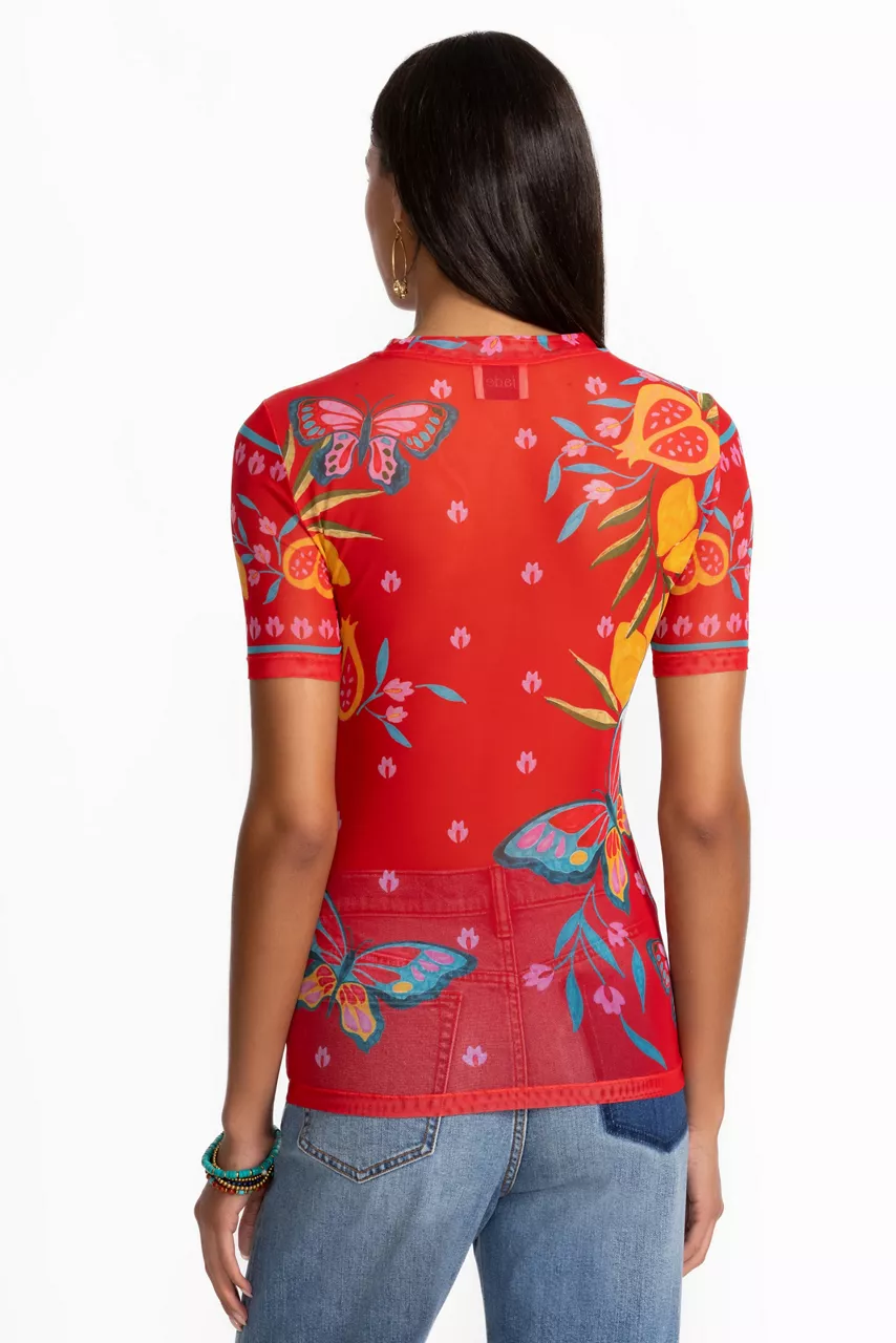 Johnny Was ELEANOR SHORT SLEEVE MESH TEE Ekaterina