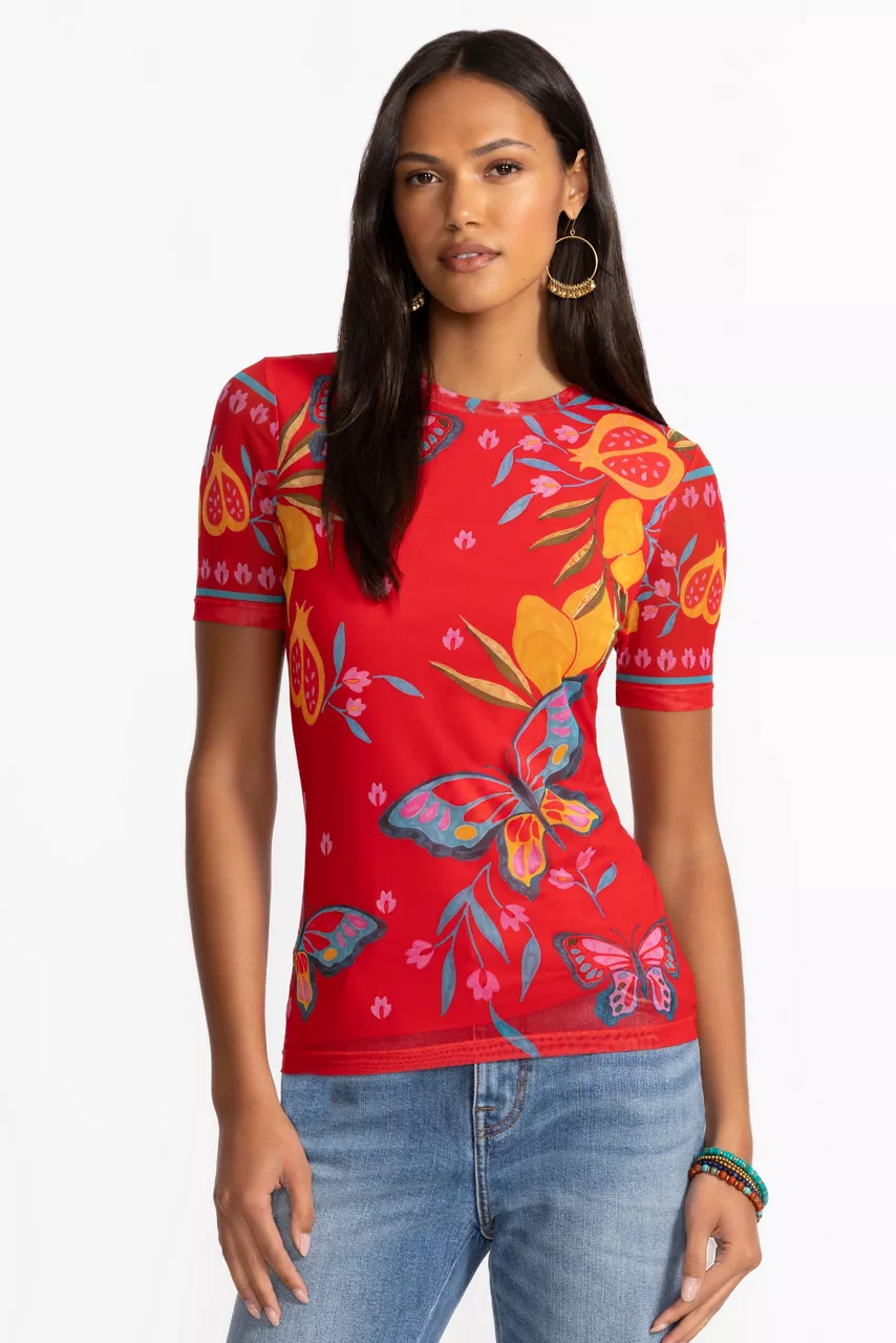 johnny was ELEANOR SHORT SLEEVE MESH TEE Ekaterina