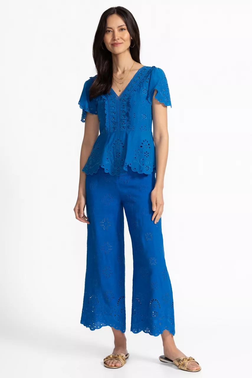 Johnny Was ELIZABETH PEPLUM BLOUSE Directoire Blue