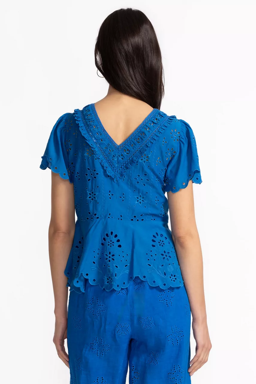 Johnny Was ELIZABETH PEPLUM BLOUSE Directoire Blue