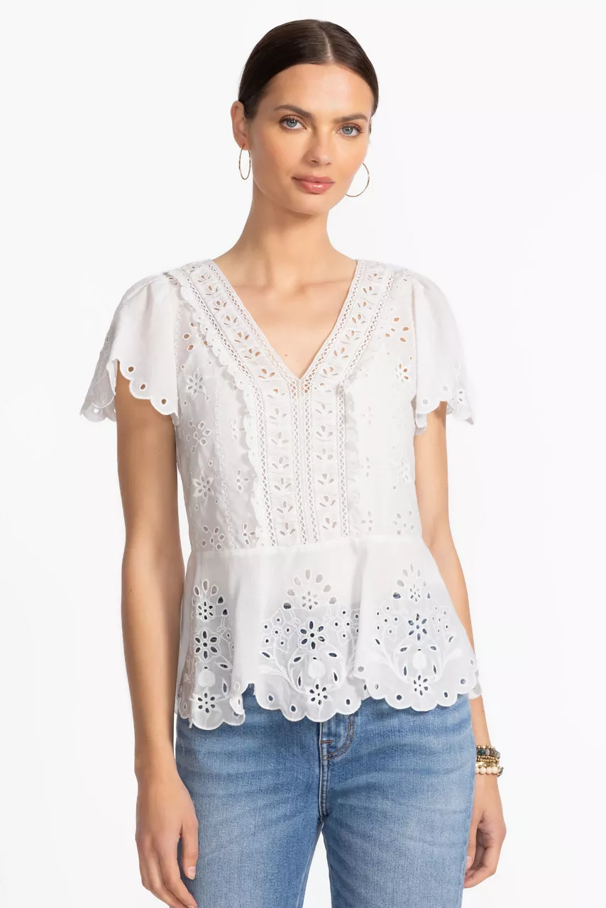 johnny was ELIZABETH PEPLUM BLOUSE White