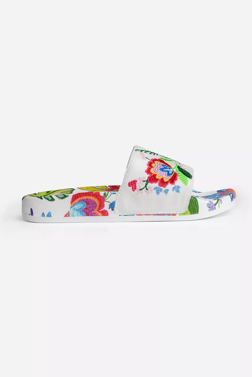 johnny was EMBROIDERED POOL SLIDE Rumba White
