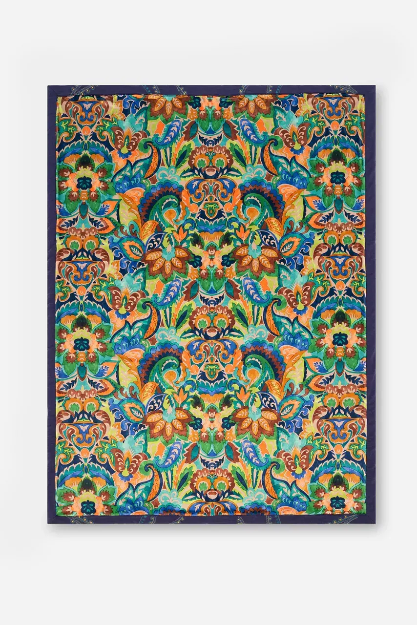 Johnny Was EMBROIDERED THROW BLANKET Blue Depths