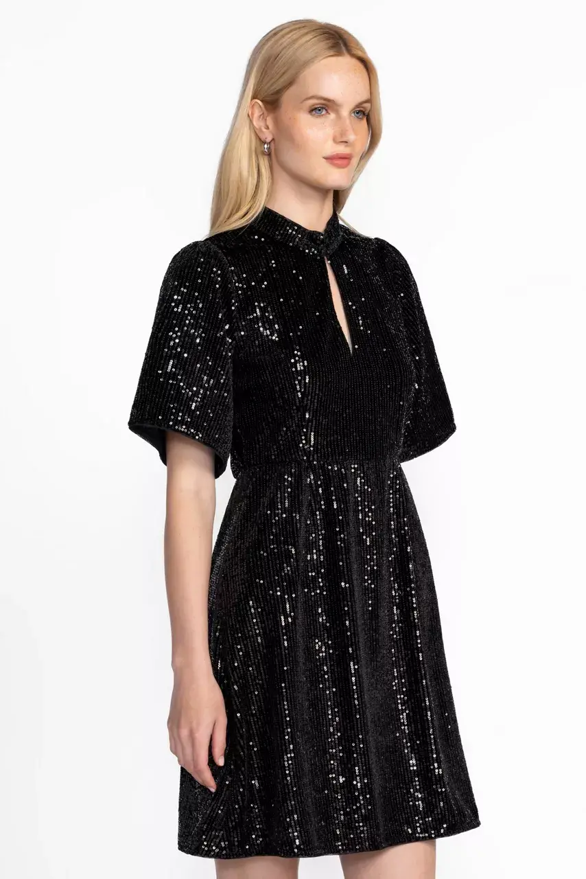 Johnny Was EVE SEQUIN MINI DRESS Black