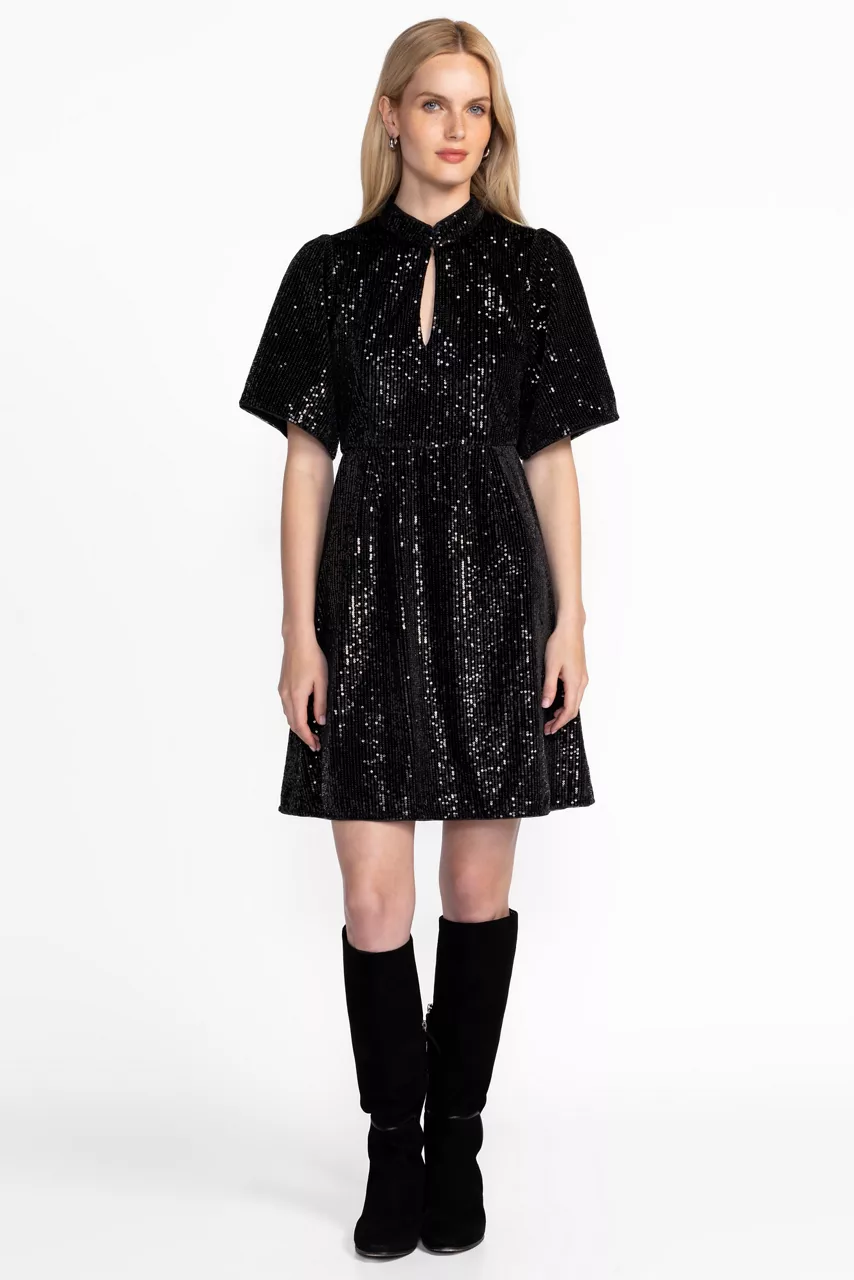 Johnny Was EVE SEQUIN MINI DRESS Black