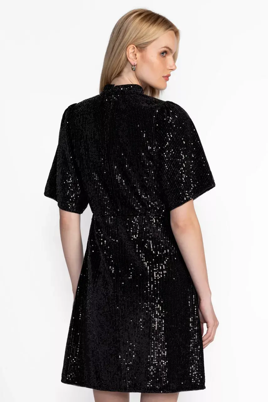 Johnny Was EVE SEQUIN MINI DRESS Black