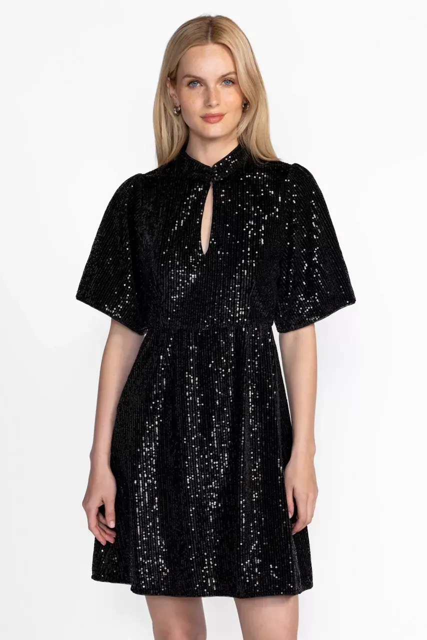 johnny was EVE SEQUIN MINI DRESS Black
