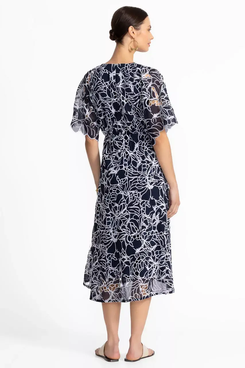 Johnny Was EYELET BLOOM DRESS Navy