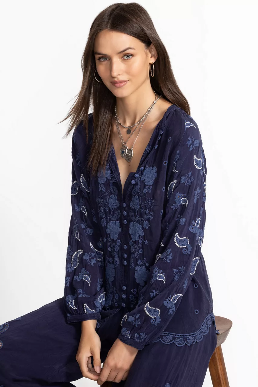 Johnny Was FALCO TUNIC Blue Night