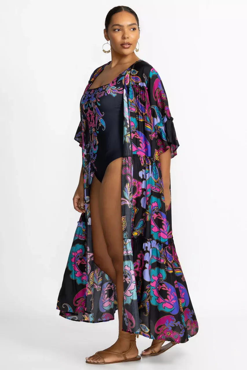 Johnny Was FATIMA TIERED KIMONO Fatima Black