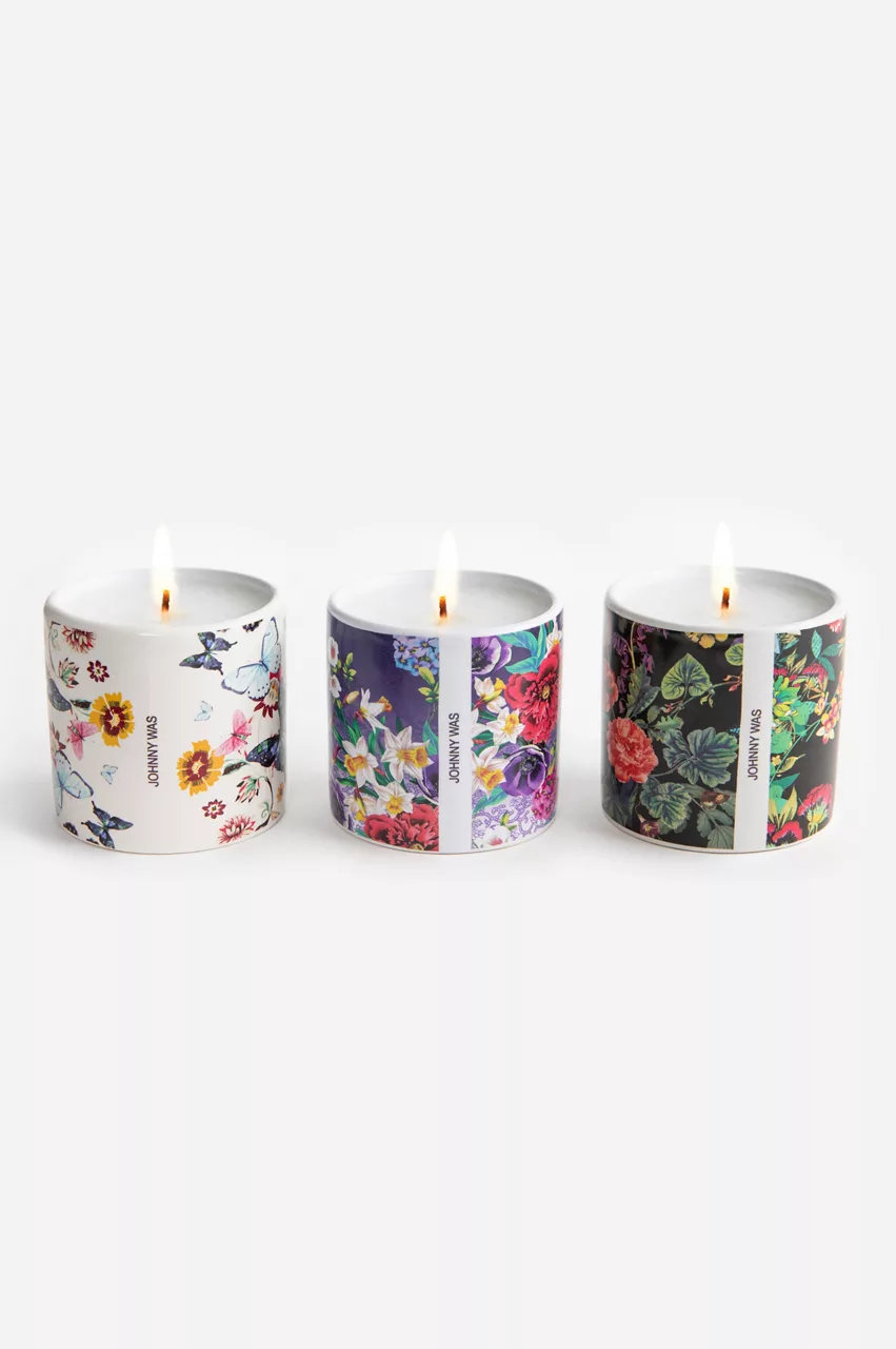 Johnny Was Fine Set Of 3 Votive Candles Multi
