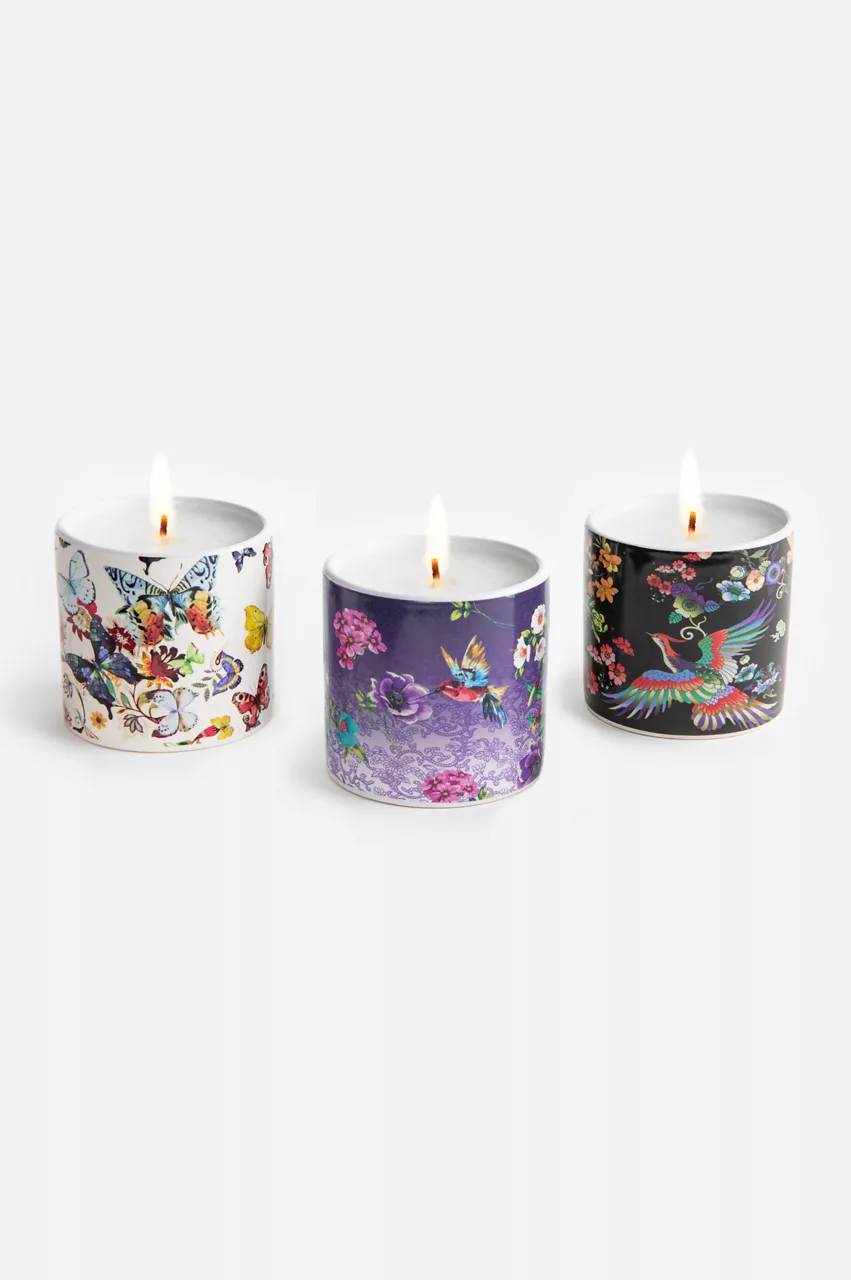 Johnny Was Fine Set Of 3 Votive Candles Multi