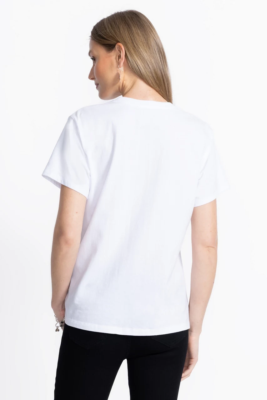 Johnny Was FLOCKED CREW NECK TEE White
