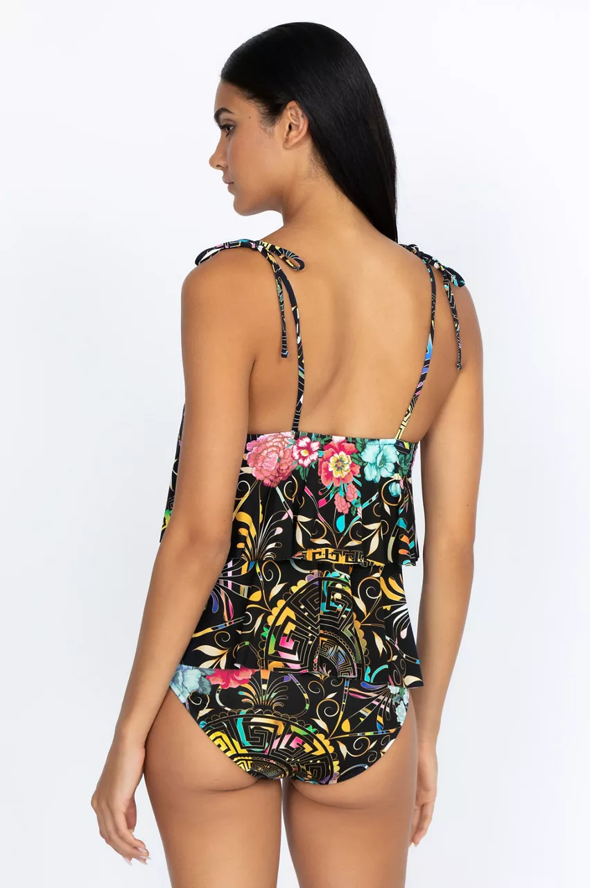 Johnny Was Floral Peace Tie Tankini Top