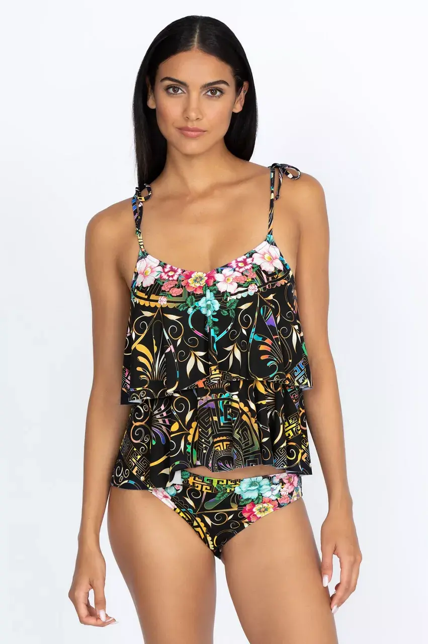 johnny was Floral Peace Tie Tankini Top
