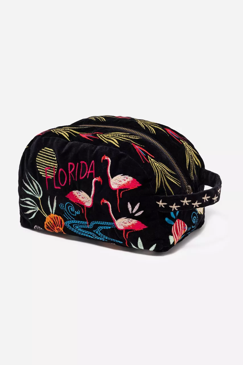 johnny was FLORIDA COTTON VELVET MAKEUP BAG Black