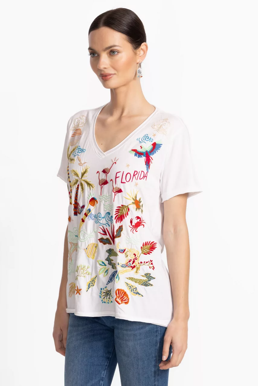 Johnny Was FLORIDA EVERYDAY TEE White