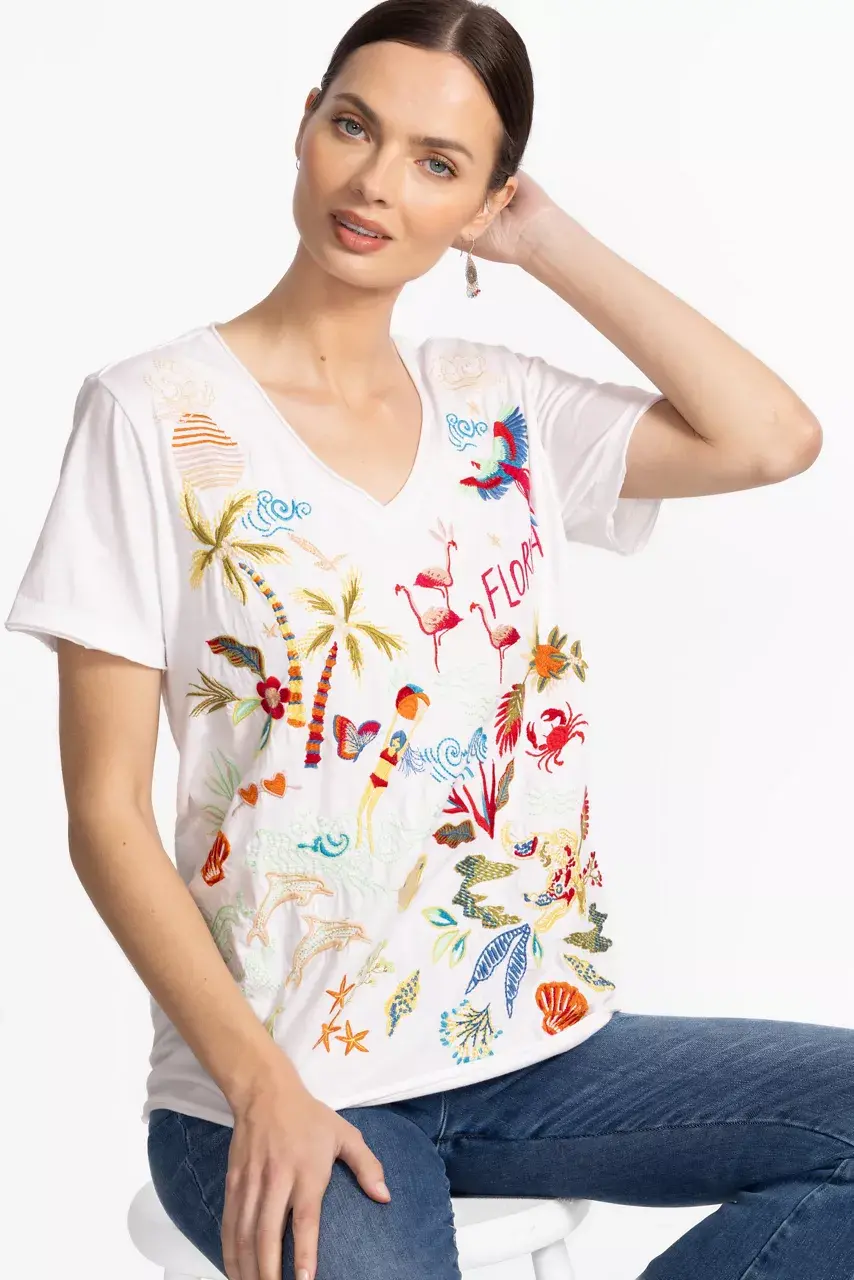 Johnny Was FLORIDA EVERYDAY TEE White