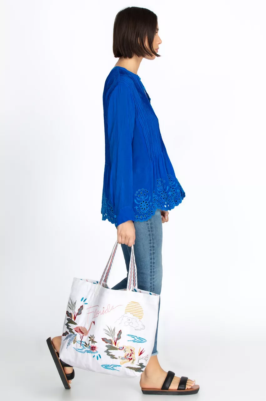 Johnny Was Florida Everyday Tote White