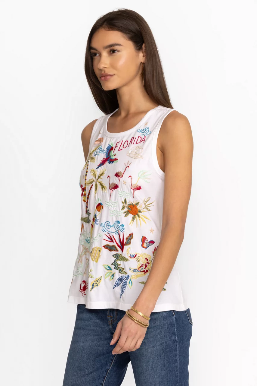 Johnny Was FLORIDA KNIT TANK White