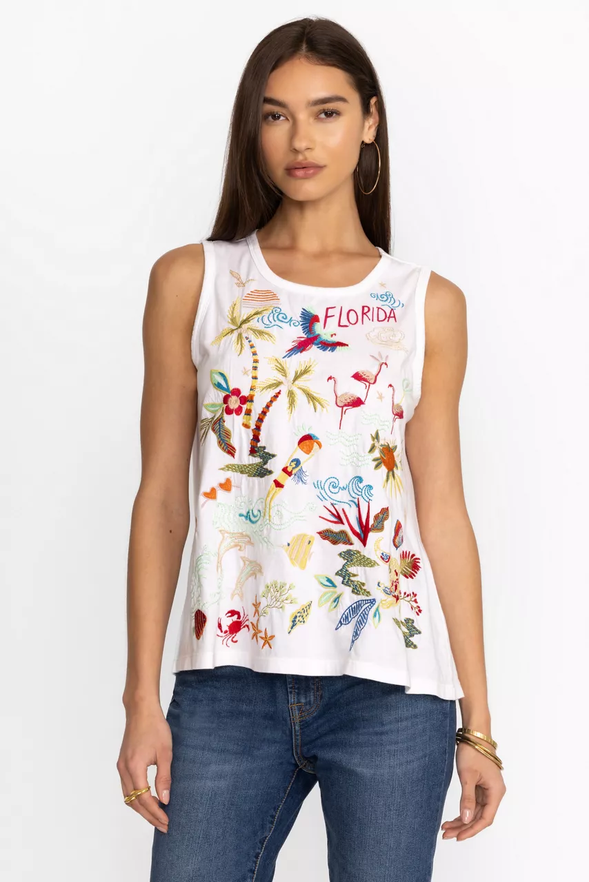Johnny Was FLORIDA KNIT TANK White