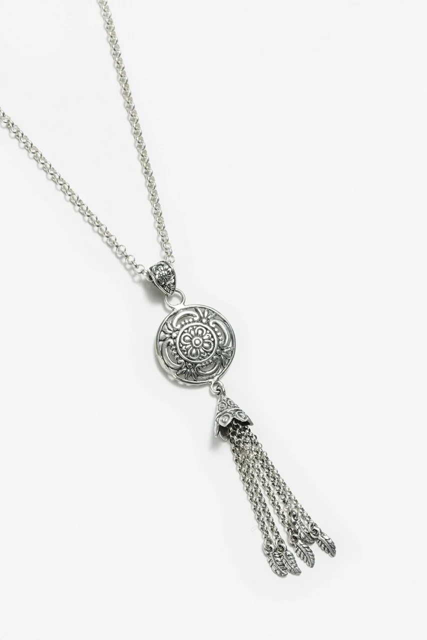 Johnny Was FLOWER BELL NECKLACE Silver