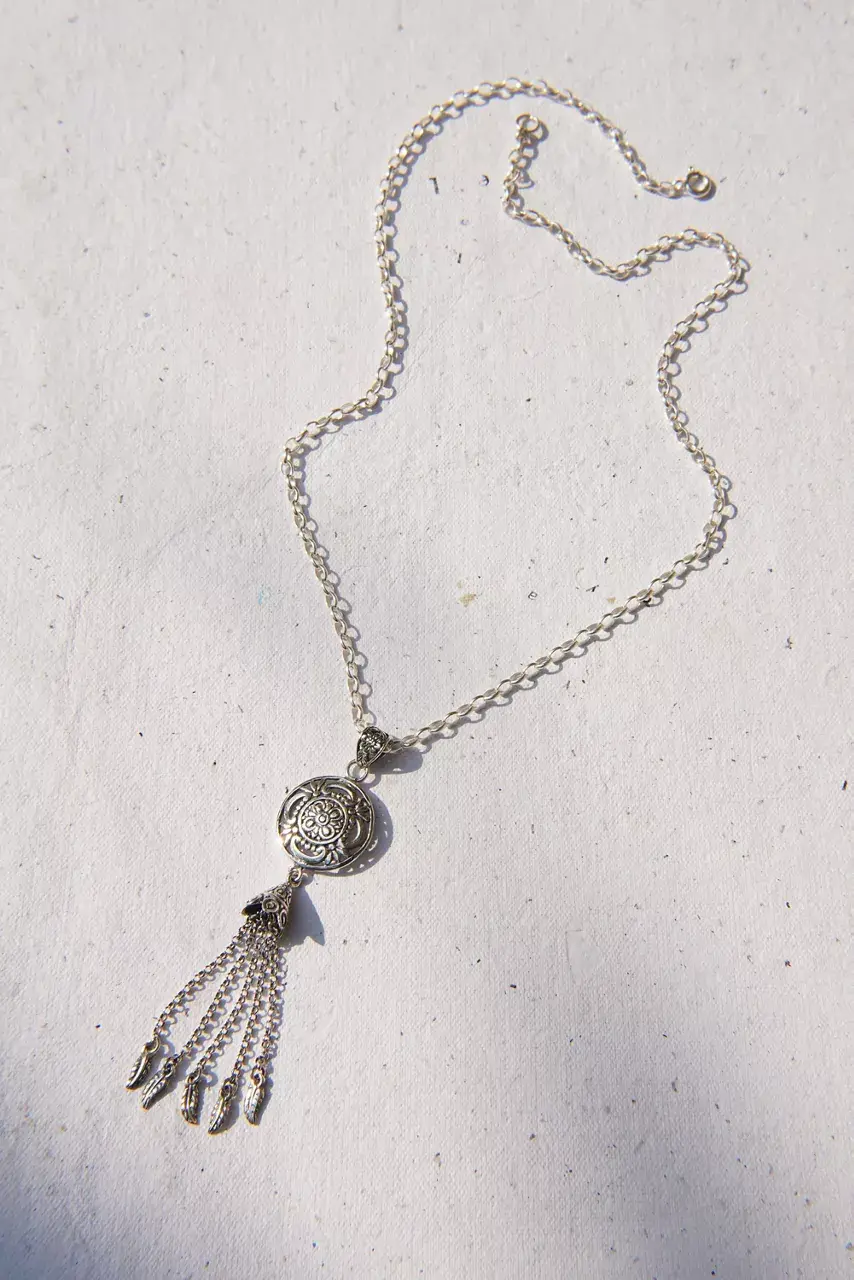 Johnny Was FLOWER BELL NECKLACE Silver