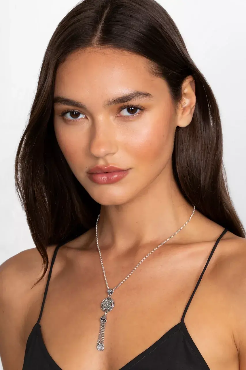 Johnny Was FLOWER BELL NECKLACE Silver