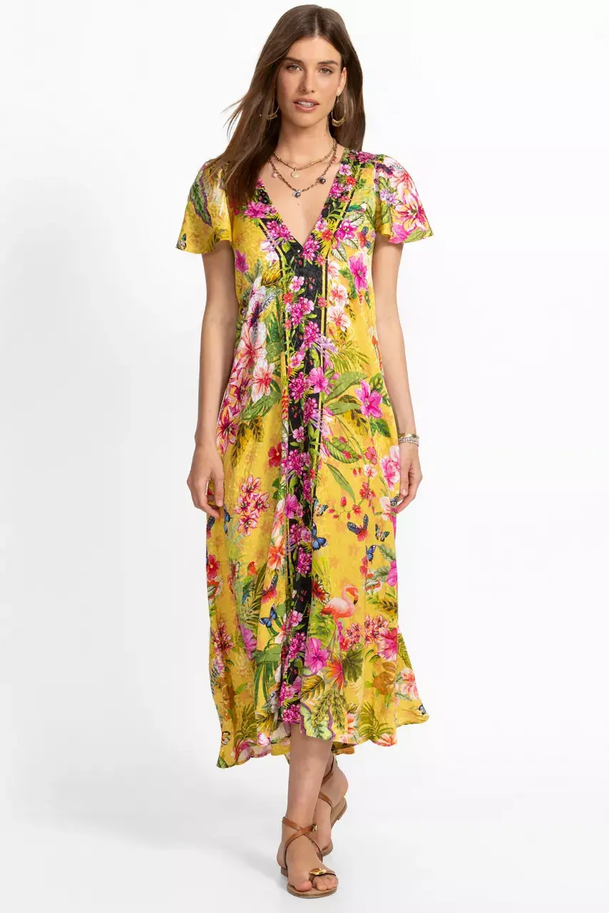 johnny was FLUTTER SLEEVE EVA DRESS Amorina