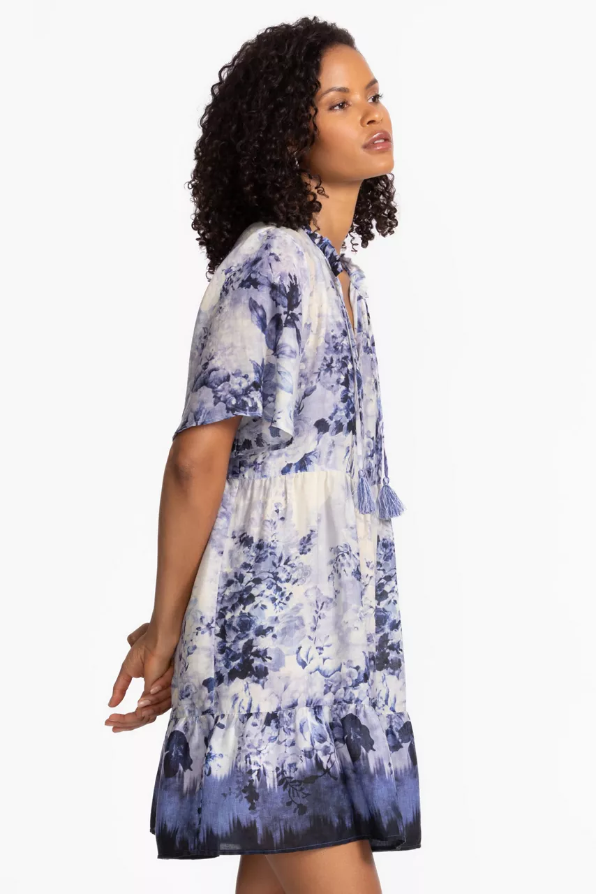 Johnny Was FLUTTER SLEEVE TIERED DRESS Azurra