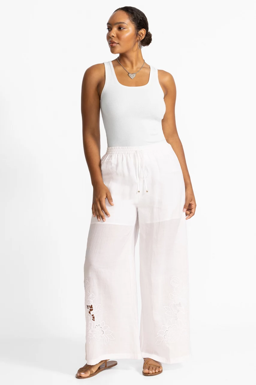 Johnny Was FRANKIE EASY PANT White