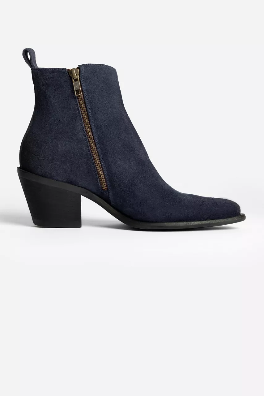 Johnny Was FRINGE ITALIAN SUEDE ANKLE BOOT Navy